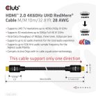 Club 3D Kábel - CAC-2313 (HDMI 2.0, 4K60Hz, M/M, 10m, RedMere, Uni-directional)