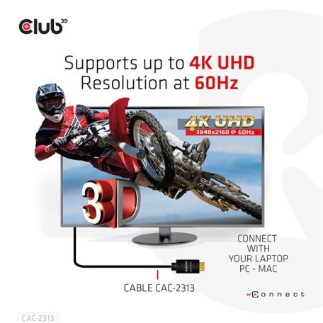 Club 3D Kábel - CAC-2313 (HDMI 2.0, 4K60Hz, M/M, 10m, RedMere, Uni-directional)
