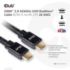 Club 3D Kábel - CAC-2314 (HDMI 2.0 4K60Hz RedMere, M/M, 15m, 18Gbps, UHD, AWG28)