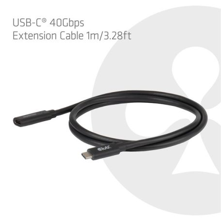 Club 3D Kábel - CAC-2502 (USB-C to USB-C, M/F, 40Gbps, 8K60Hz, 240W, DP 1.4 Alternate Mode, 1m)