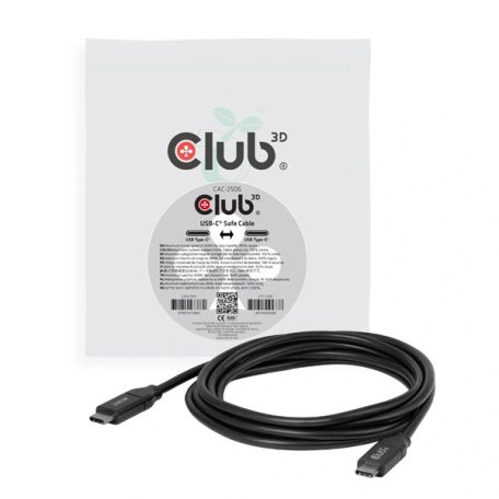 Club 3D Kábel - CAC-2506 (USB-C, PD3.1 240W, No Data, 4K60Hz, fekete, M/M, 2m)