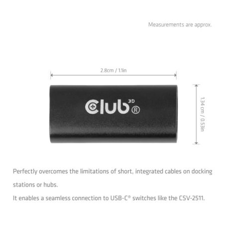 Club 3D Átalakító - CAC-2507 (USB-C to USB-C F/F, toldó adapter)