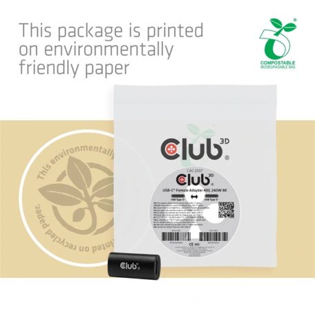 Club 3D Átalakító - CAC-2507 (USB-C to USB-C F/F, toldó adapter)
