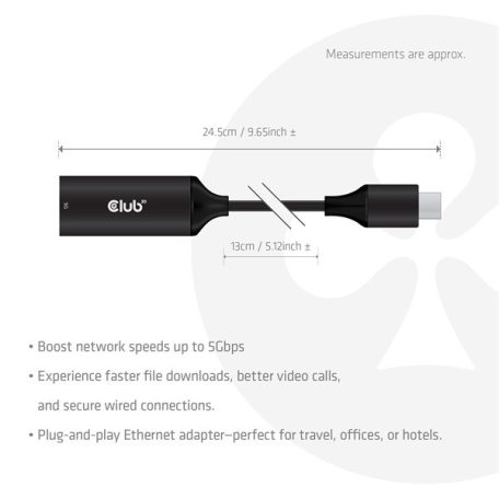 Club 3D Átalakító - CAC-2530 (USB-C to RJ45 Ethernet)