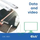 Club 3D Kábel - CAC-3001 (USB-C, PD 240W, 20Gbps, 4K60Hz, fehér, M/M, 2m)