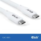 Club 3D Kábel - CAC-3001 (USB-C, PD 240W, 20Gbps, 4K60Hz, fehér, M/M, 2m)