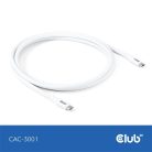 Club 3D Kábel - CAC-3001 (USB-C, PD 240W, 20Gbps, 4K60Hz, fehér, M/M, 2m)