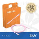 Club 3D Kábel - CAC-3002 (USB-C, PD 240W, 20Gbps, 4K60Hz, rózsaszín, M/M, 2m)