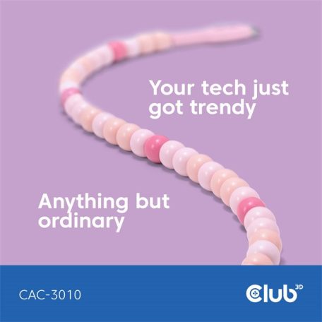 Club 3D Kábel - CAC-3010 (USB-C, PD 240W, 20Gbps, 4K60Hz, pink, M/M, 2m)