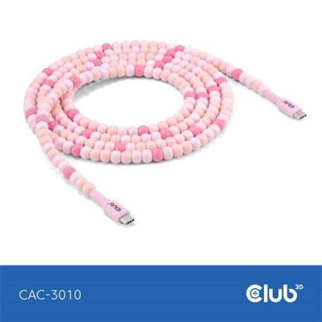 Club 3D Kábel - CAC-3010 (USB-C, PD 240W, 20Gbps, 4K60Hz, pink, M/M, 2m)
