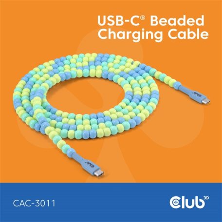 Club 3D Kábel - CAC-3011 (USB-C, PD 240W, 20Gbps, 4K60Hz, kék, M/M, 2m)