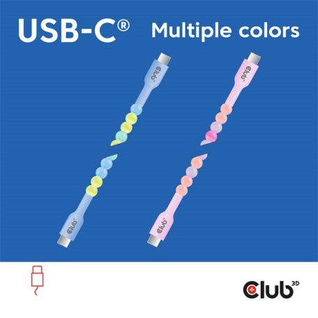 Club 3D Kábel - CAC-3011 (USB-C, PD 240W, 20Gbps, 4K60Hz, kék, M/M, 2m)