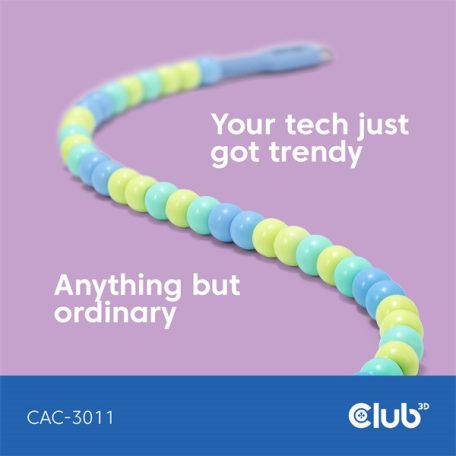 Club 3D Kábel - CAC-3011 (USB-C, PD 240W, 20Gbps, 4K60Hz, kék, M/M, 2m)