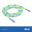 Club 3D Kábel - CAC-3011 (USB-C, PD 240W, 20Gbps, 4K60Hz, kék, M/M, 2m)