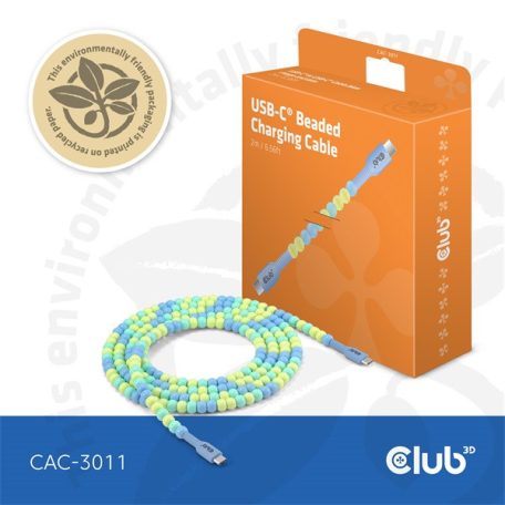Club 3D Kábel - CAC-3011 (USB-C, PD 240W, 20Gbps, 4K60Hz, kék, M/M, 2m)