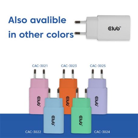Club 3D Hálózati Adapter - CAC-3020 (2db/csomag, 30W USB-C, PD3.0, túltöltés védelem, kicsi méret, fehér)