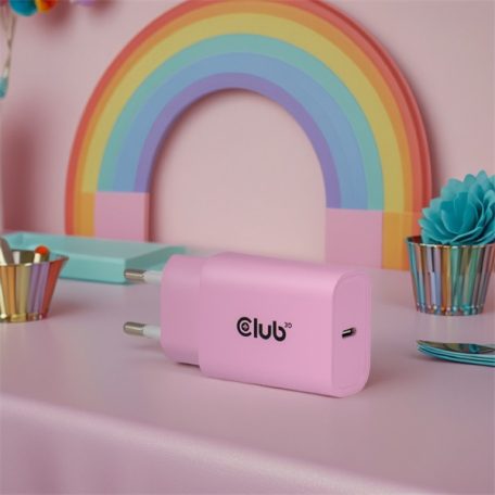 Club 3D Hálózati Adapter - CAC-3021 (2db/csomag, 30W USB-C, PD3.0, túltöltés védelem, kicsi méret, pink)