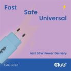 Club 3D Hálózati Adapter - CAC-3022 (2db/csomag, 30W USB-C, PD3.0, túltöltés védelem, kicsi méret, kék)