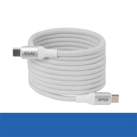 Club 3D Kábel - CAC-3032 (USB-C, Mágneses, PD3.1, 240W, 20Gbps, fehér, M/M, 2m)