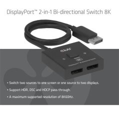   Club 3D Switch - CSV-1009 (DisplayPort 1.4 to 2x DisplayPort, 8K60Hz)