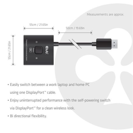 Club 3D Switch - CSV-1009 (DisplayPort 1.4 to 2x DisplayPort, 8K60Hz)