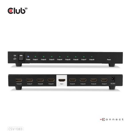 Club 3D Splitter - CSV-1383 (1 to 8 HDMI, 4K60Hz, HDR, Full 3D, 6Gbps, 12-bit Deep Color)