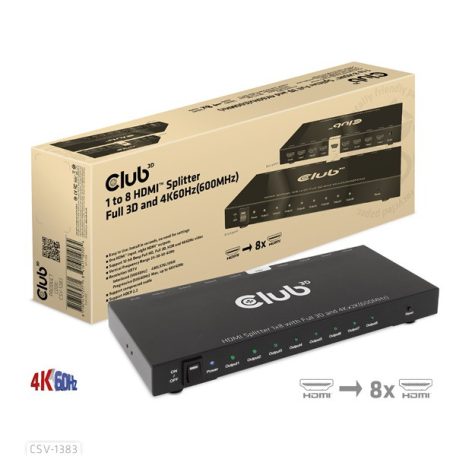 Club 3D Splitter - CSV-1383 (1 to 8 HDMI, 4K60Hz, HDR, Full 3D, 6Gbps, 12-bit Deep Color)