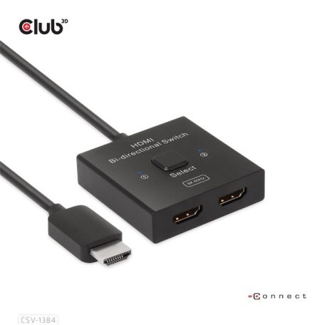 Club 3D Switch - CSV-1384 (HDMI 2-az-1-ben, Kétirányú, 8K60Hz/4K120Hz, HDR, HDMI 2.1)