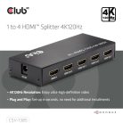 Club 3D Splitter - CSV-1385 (1 to 4 HDMI, 4K120Hz, 3D, HDCP 1.4/2.2, Audio, 6Gbps)