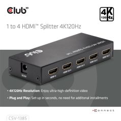   Club 3D Splitter - CSV-1385 (1 to 4 HDMI, 4K120Hz, 3D, HDCP 1.4/2.2, Audio, 6Gbps)