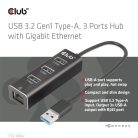 Club 3D USB Hub - CSV-1430A (3.2 USB-A to 3xUSB-A, RJ45)