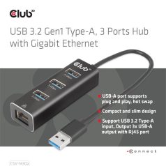 Club 3D USB Hub - CSV-1430A (3.2 USB-A to 3xUSB-A, RJ45)