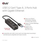 Club 3D USB Hub - CSV-1430A (3.2 USB-A to 3xUSB-A, RJ45)