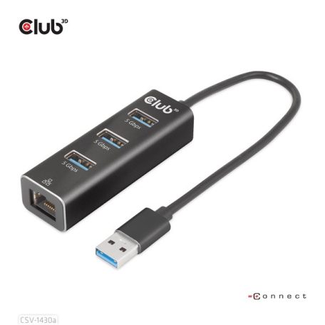 Club 3D USB Hub - CSV-1430A (3.2 USB-A to 3xUSB-A, RJ45)