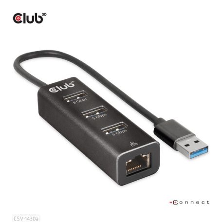 Club 3D USB Hub - CSV-1430A (3.2 USB-A to 3xUSB-A, RJ45)