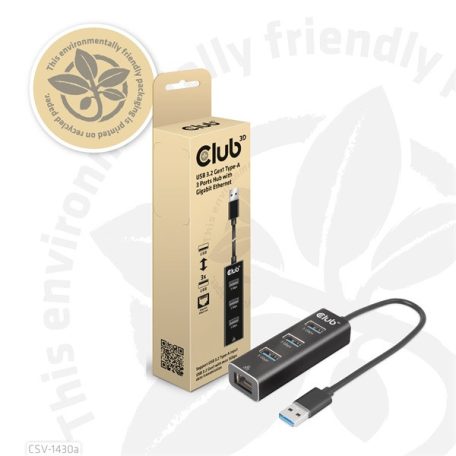 Club 3D USB Hub - CSV-1430A (3.2 USB-A to 3xUSB-A, RJ45)