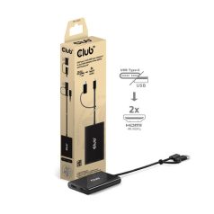   Club 3D Video Splitter - CSV-1475 (4K60HZ, 3.2 USB-C (USB-A Adapterrel) to 2xHDMI, Displaylink)