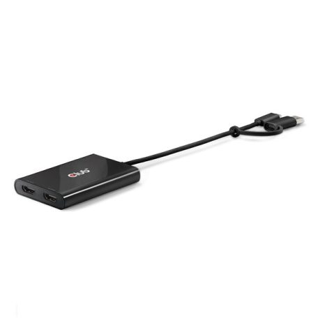 Club 3D Video Splitter - CSV-1475 (4K60HZ, 3.2 USB-C (USB-A Adapterrel) to 2xHDMI, Displaylink)