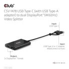 Club 3D Video Splitter - CSV-1478 (4K60HZ, 3.2 USB-C (USB-A adapterrel) to 2xDisplayPort)