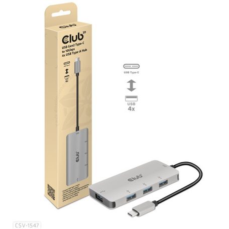 Club 3D USB Hub - CSV-1547 (USB-C Gen 2 to 4xUSB-A 10 Gbps)