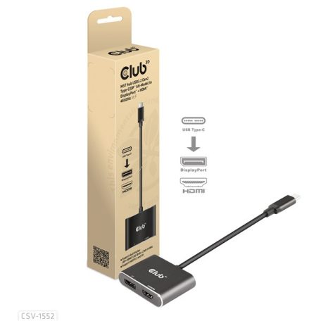 Club 3D MST Hub - CSV-1552 (3.2 USB-C Gen 1 to DisplayPort, HDMI, 4k60Hz)
