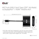 Club 3D MST Hub - CSV-1552 (3.2 USB-C Gen 1 to DisplayPort, HDMI, 4k60Hz)