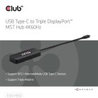 Club 3D MST Hub - CSV-1553 (3.2 USB-C to 3x DisplayPort, DP Alt-Mode, 4k60Hz)