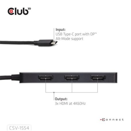 Club 3D MST Hub - CSV-1554 (3.2 USB-C to 3x HDMI, 4k60Hz)