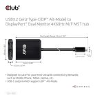 Club 3D MST Hub - CSV-1555 (3.2 USB-C to 2x DisplayPort, 4k60Hz)