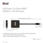 Club 3D MST Hub - CSV-1558 (3.2 USB-C to 2xHDMI, USB-C 100W PD3.0, M/F, 4k60Hz)