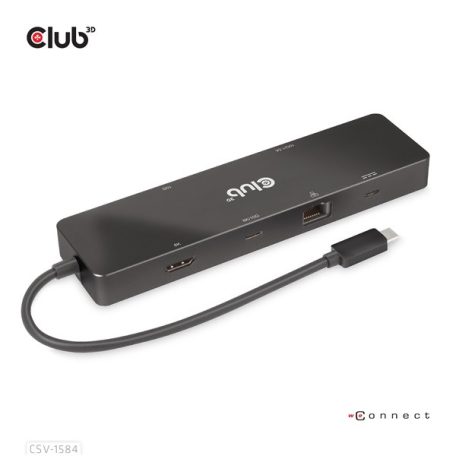 Club 3D USB Hub - CSV-1584 (3.2 USB-C Gen 2 to USB-C, 2xUSB-A, USB-C 100W PD, HDMI, RJ45, 8K60hz)