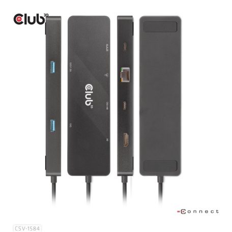 Club 3D USB Hub - CSV-1584 (3.2 USB-C Gen 2 to USB-C, 2xUSB-A, USB-C 100W PD, HDMI, RJ45, 8K60hz)