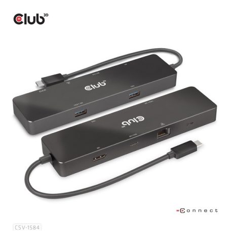 Club 3D USB Hub - CSV-1584 (3.2 USB-C Gen 2 to USB-C, 2xUSB-A, USB-C 100W PD, HDMI, RJ45, 8K60hz)