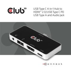   Club 3D USB Hub - CSV-1591 (3.1 USB-C Gen 1 to HDMI, 2.0 USB-A, USB-C 100W, 3,5 Jack, 4k60Hz)
